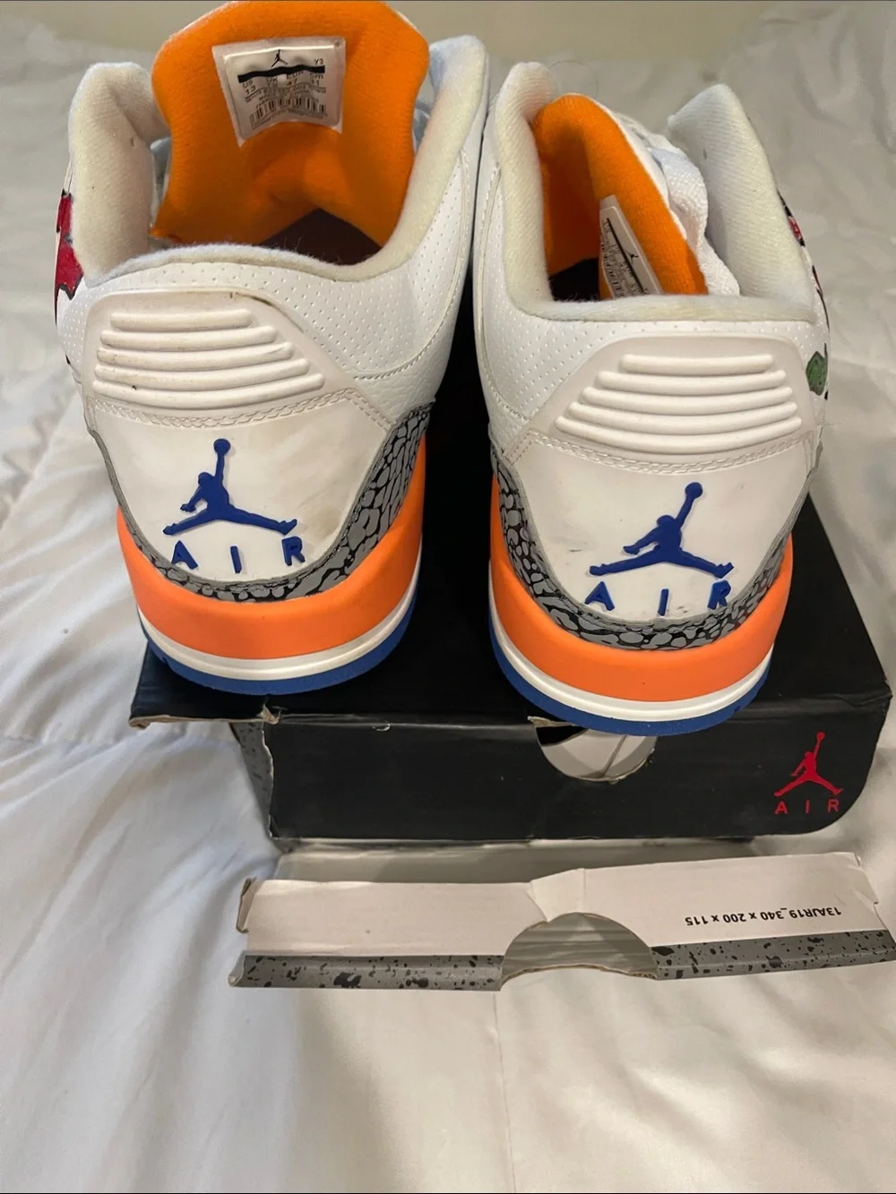 Nike Jordan White & Orange with Cartoon Rooster Graphic